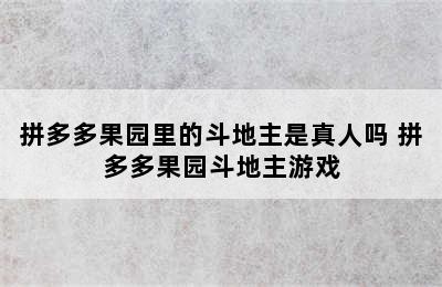 拼多多果园里的斗地主是真人吗 拼多多果园斗地主游戏